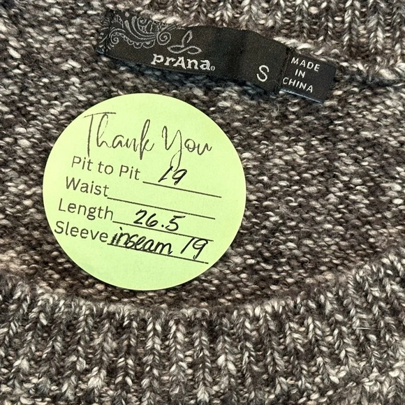 Prana “Nolan” Heathered Charcoal Grey Wool Blend Long Sleeve Tunic Style Sweater - Picture 7 of 8